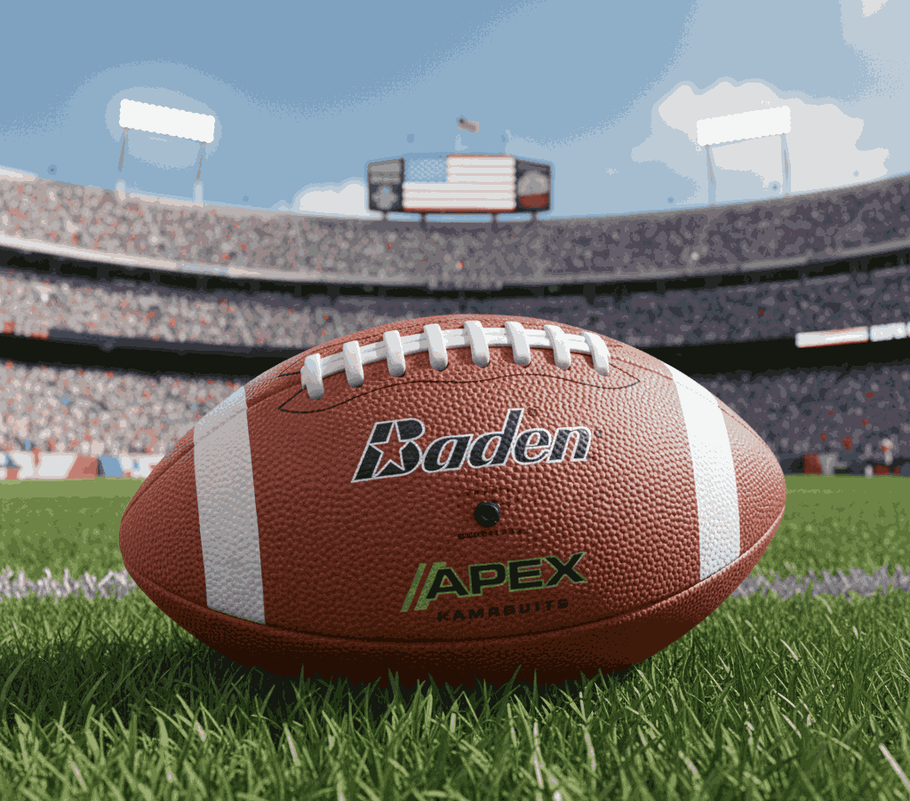 Baden APEX football with textured grip on a stadium field