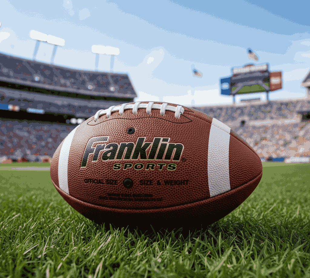 Franklin Sports football on stadium field ready for recreational or practice play