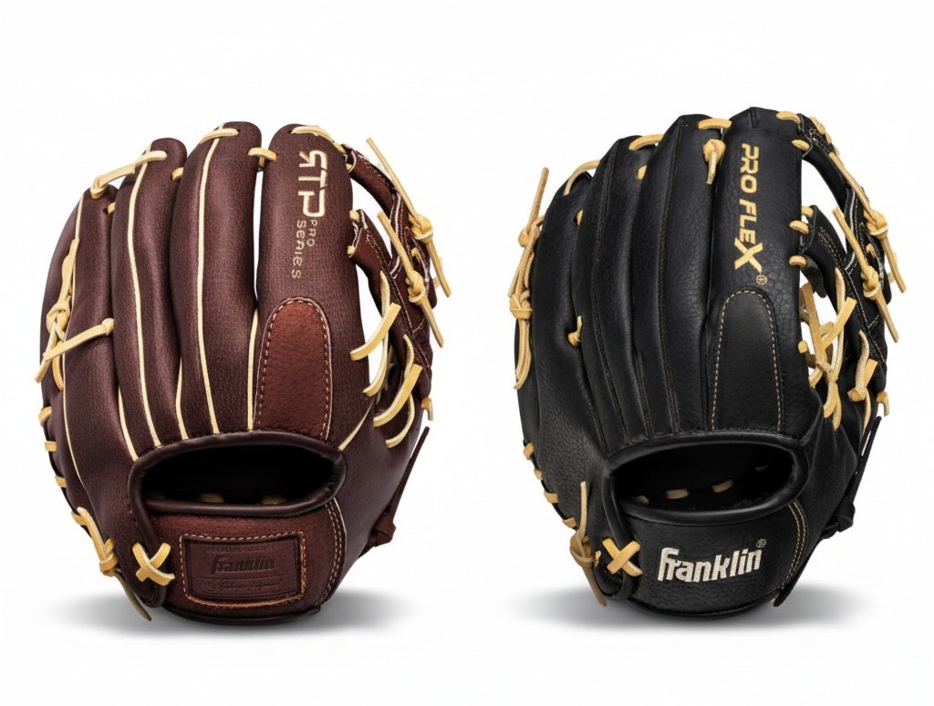 Franklin Sports youth baseball gloves in brown and black, designed for comfort and amateur players