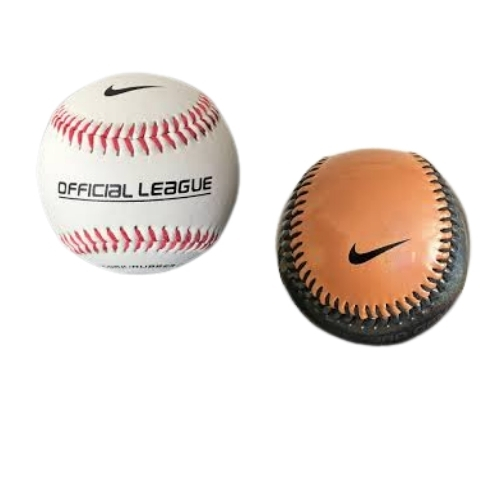 Nike official league baseball and leather collector’s baseball with swoosh logo